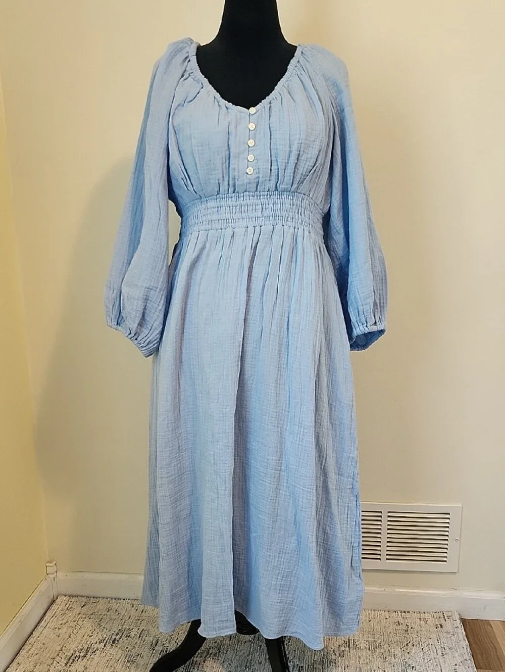 NWT J. Crew Soft Cotton Gauze Dress Blue Size L